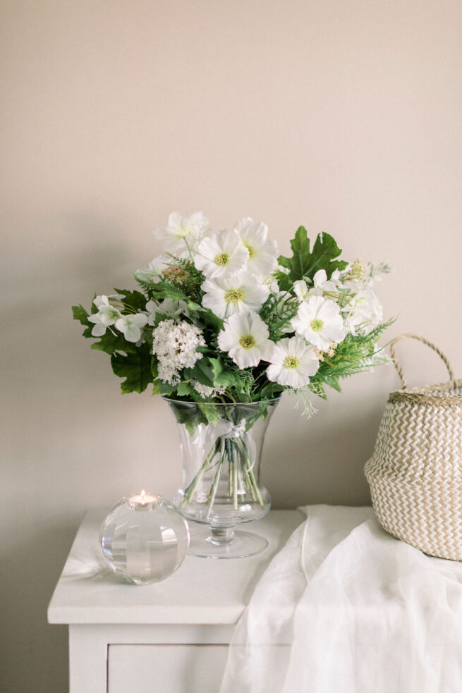 Medium seasonal cottage garden faux bouquet in vase